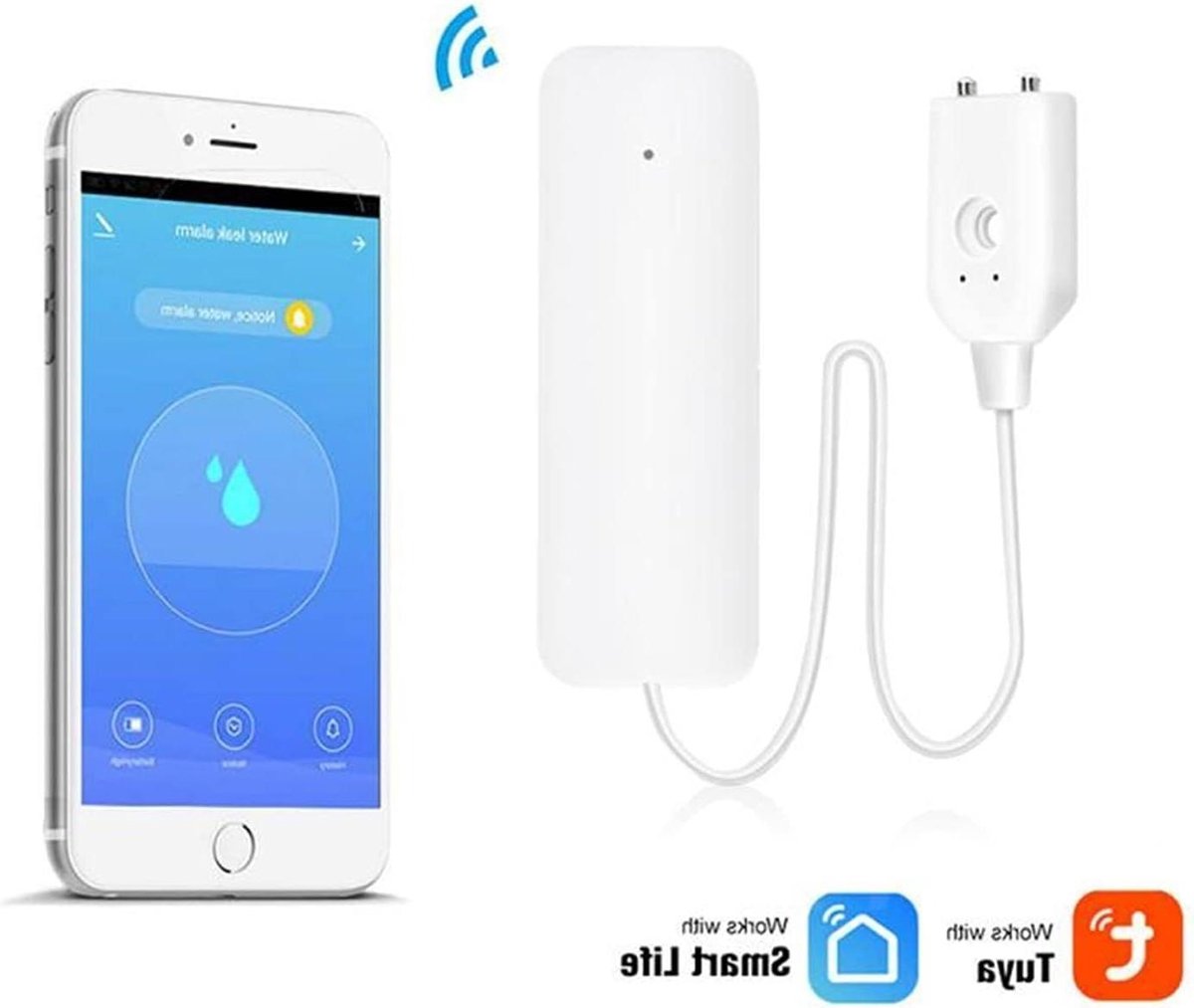 Waterlek Alarm - Slimme Detector - Huis Beveiligen - WIFI App Melding - 3 Stuks - Wit