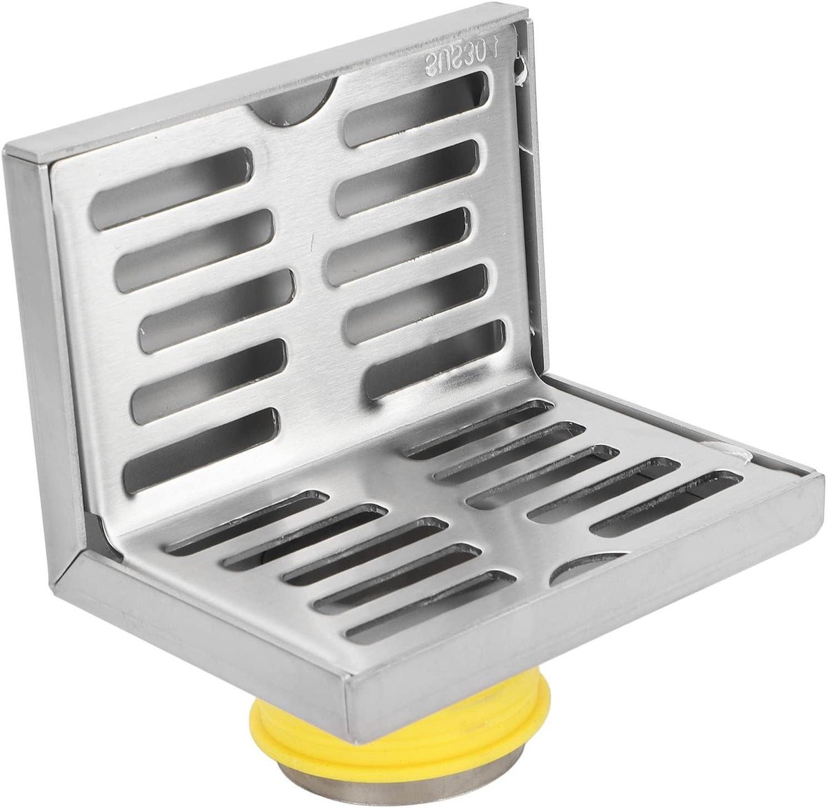 Hoekafvoerputje - L-vormige afvoer - Waterafvoer regelen - Roestvrij staal - 50mm buis - Zilver