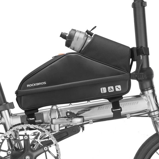 3L Fiets Frametas met Bidonhouder - Waterafstotend - Bovenbuis Tas voor Racefiets & MTB - Slank Design - Zwart - Rockbros