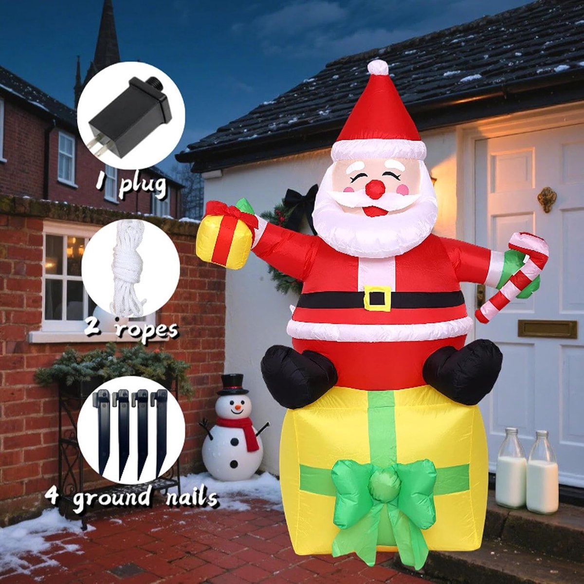 Opblaasbare Kerstfiguur - Feestelijke Decoratie - Tuin Verlichten - Waterproof LED - 180 cm - Multicolor – foto 3