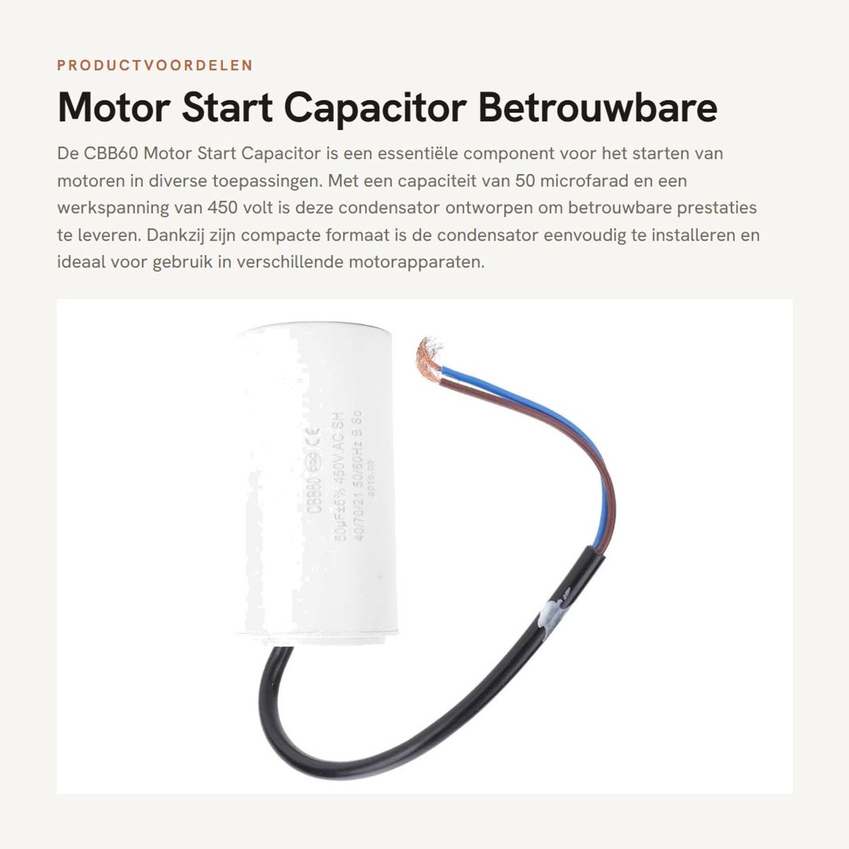 Dailygoods - Motor Start Capacitor - Betrouwbare Startcapaciteit - 450V - 50uF - Geschikt voor Motoren - Krachtige Startcapaciteit - Hoogwaardige Capa...