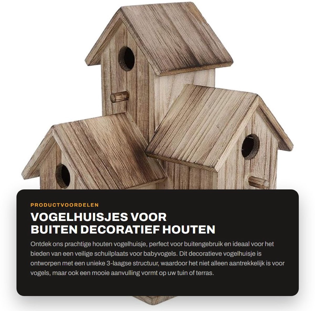 Dailygoods- Vogelhuisje 3-laags - Houten Vogelhuisje - Waterdicht - Decoratief - Veilig voor Babyvogels - Duurzaam Materiaal - Nestkast