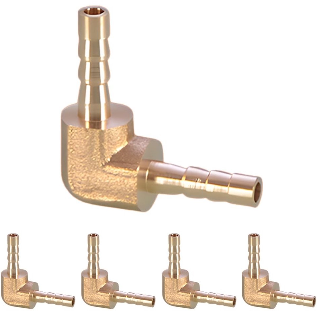 Dailygoods- Slanghouder Messing 90 Graden - Fitting - Elleboog Connector - Universeel - 5 Stuks - Duurzaam Materiaal