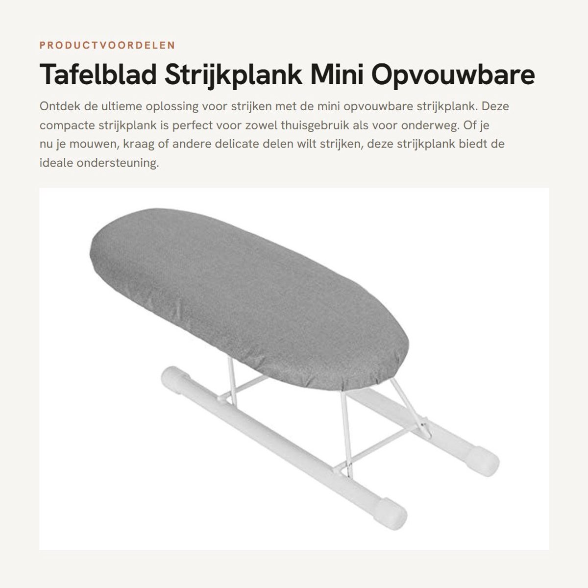 Dailygoods- Strijkplank Mini - Opvouwbaar - Antislip - Wasbare Hoes - Draagbaar - Stabiele Ondersteuning - Strijktafel