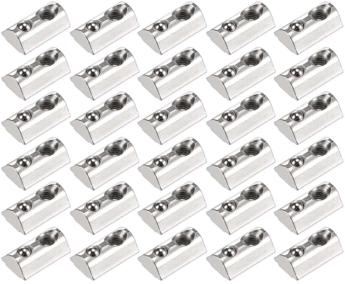 Dailygoods - 30 Stuks M6 T-sleufmoeren met Kogelmechanisme voor Aluminium Profielen