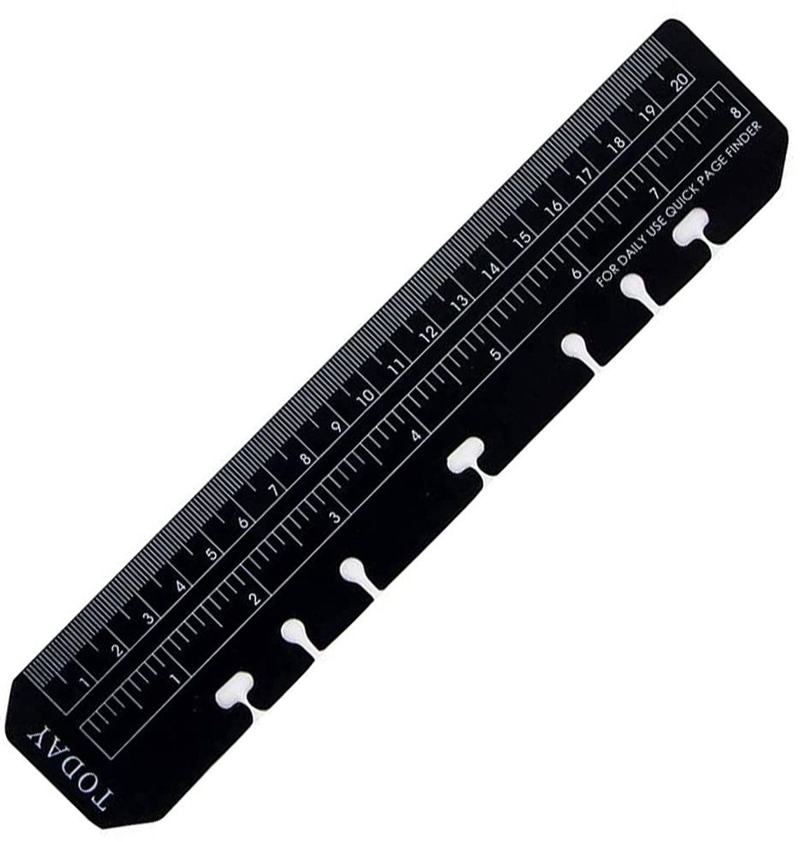 Dailygoods- Liniaal A5 - Zwart - 22 x 4,5 cm - Geschikt voor 6-Ring Organizer - Bookmark/Flexibel - Herpositioneerbaar - Notitieboek