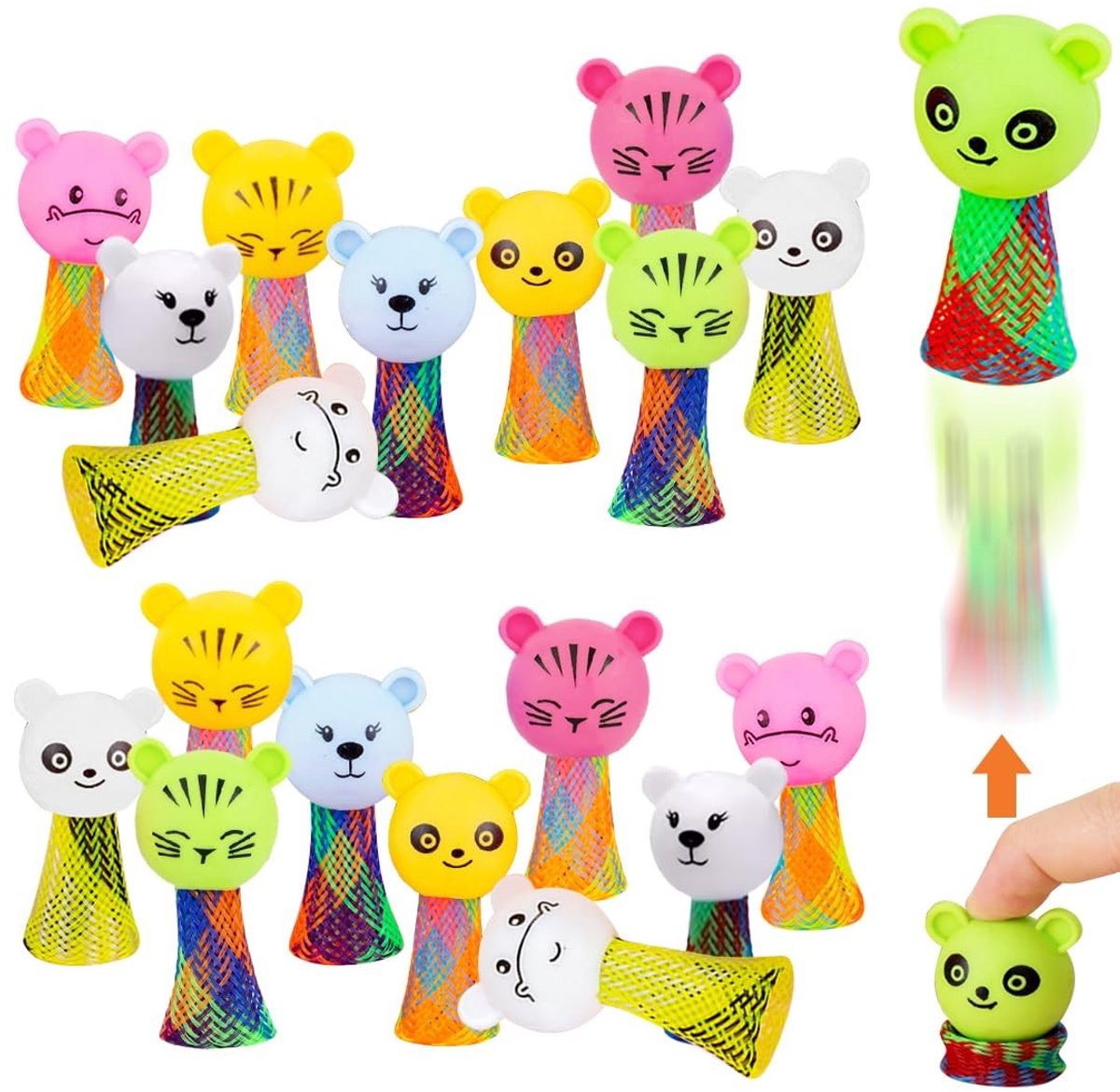 Dailygoods- Springende Speelgoedset 20 Stuks - Dierenkop - Verjaardagscadeaus - Kerstcadeaus - Duurzaam Materiaal - Grappig Ontwerp - Springdieren