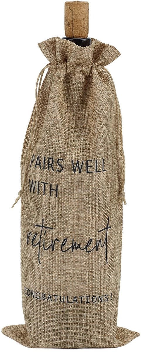Dailygoods- Pensioencadeautas Koffiekleurig - Wijnzak - Afscheidscadeaus - Cadeauverpakkingen - Papieren tas - Oxford Materiaal - 35 x 14 cm - Geschenktas