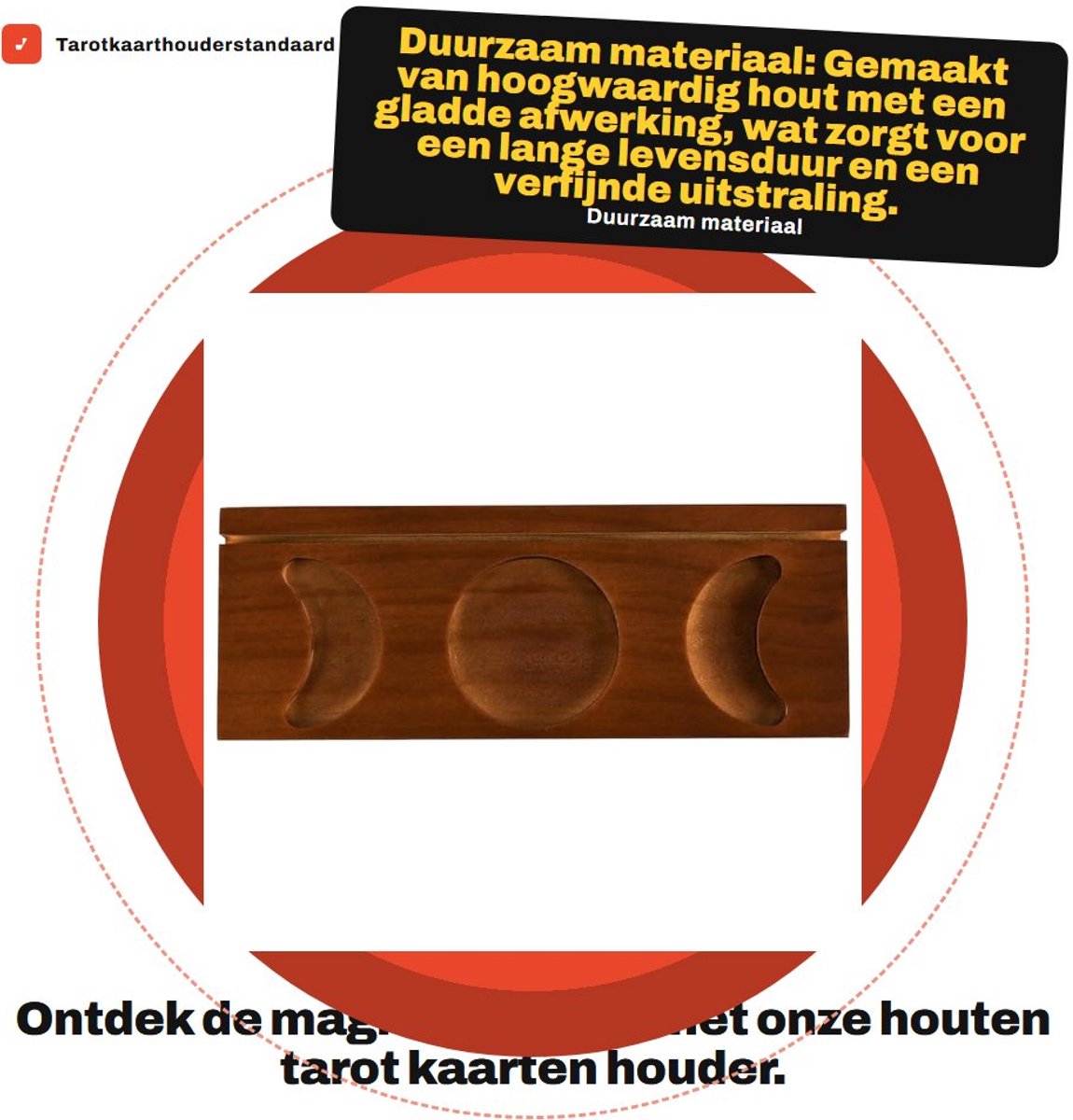Dailygoods- Tarotkaarthouder Houten - Altaarstandaard - Maanfase Groeven - Duurzaam - Waarzeggerij - Spirituele Decoratie - 8 x 3 Inch - Tarotstandaard
