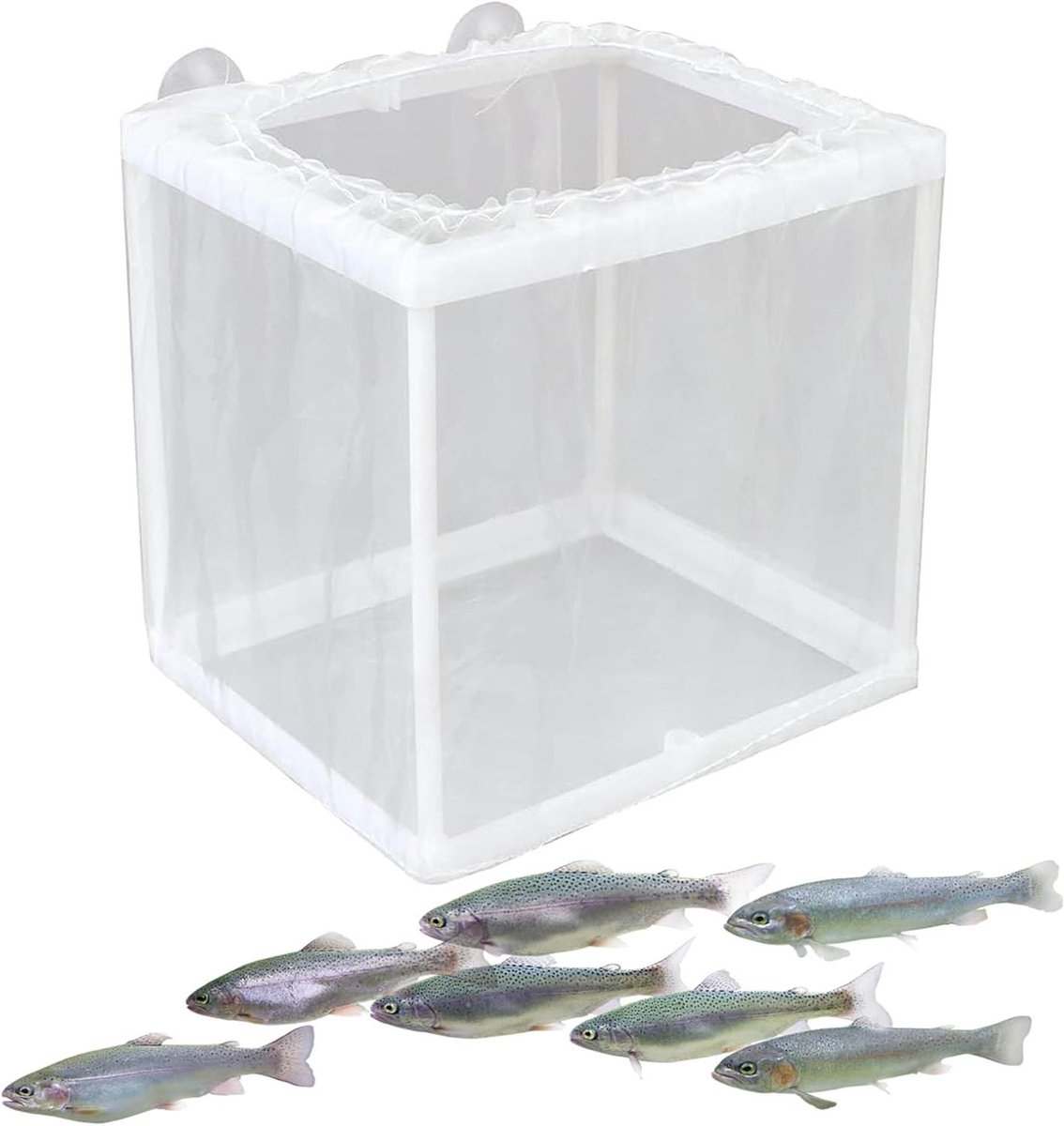 Viskweekbox Aquarium - Broedstation Incubator - Vissen Kweken - Netweefsel Isolatie - 16 x 14 x 15 cm - Meerkleurig