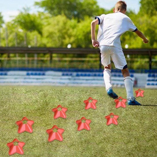Voetbalschijfkegels - Trainingskegels Behendigheid - Sporttraining Verbeteren - Stervormig Design Stabiel - 20 cm Hoog - Rood — afbeelding 2