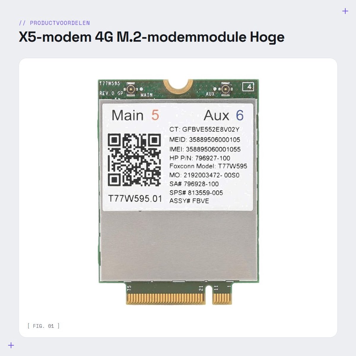 Dailygoods - X5-modem - 4G M.2-modemmodule - Hoge downloadsnelheid - Voor EliteBook en ZBook - NGFF-interface - Betrouwbare verbinding