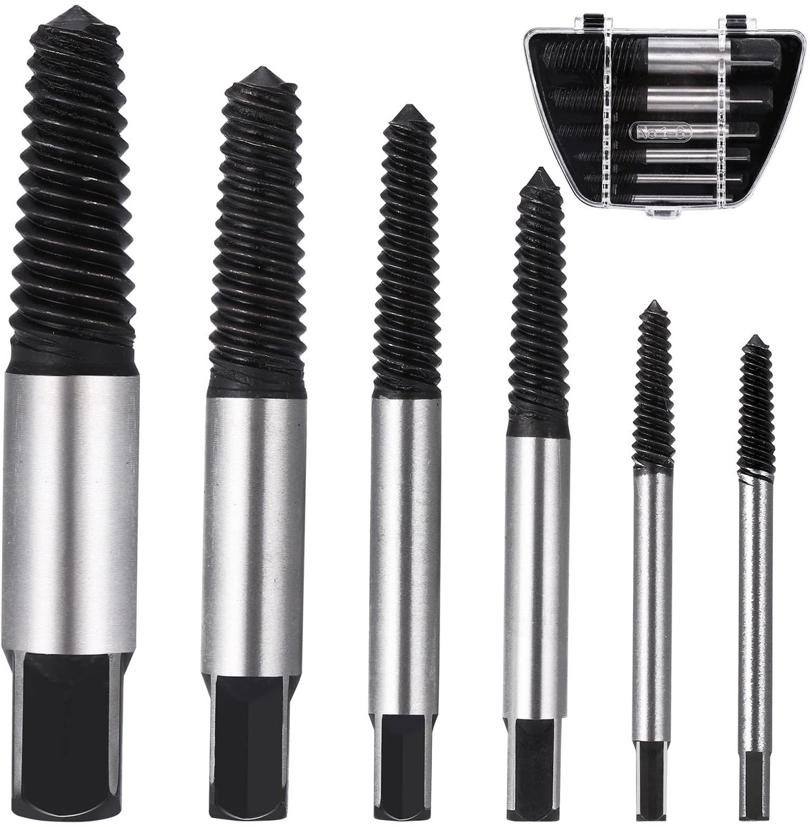 Dailygoods- Schroevendraaierbits set - 6-delige set - Beschadigde schroefverwijderaar - Zwart geoxideerde afwerking - Voor M3-M25 schroeven - Comfortabel en efficiënt