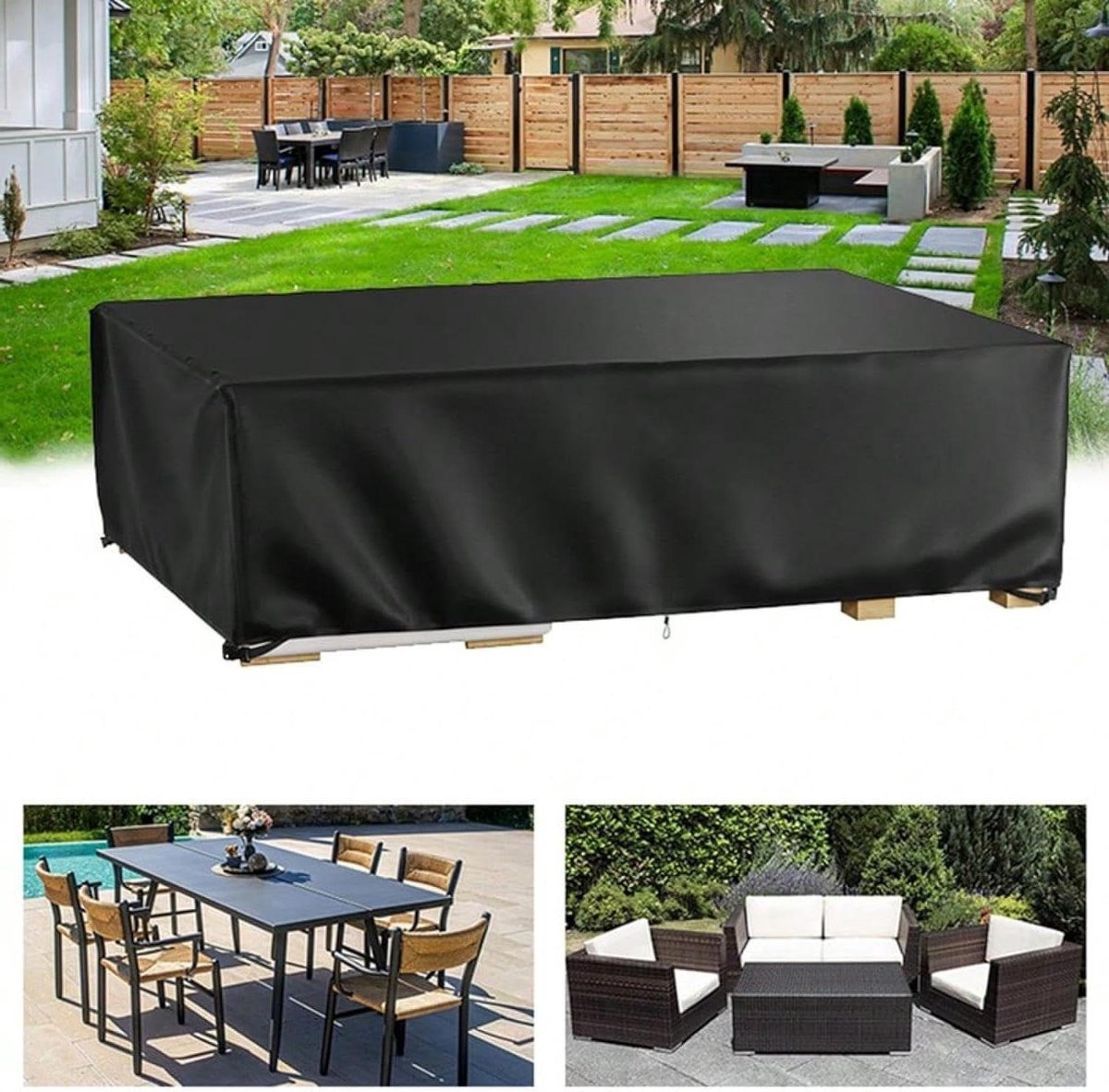 Tuinmeubelhoes - Beschermhoes - Buitenbescherming - Waterdicht UVbestendig - 200x100x75cm - Zwart