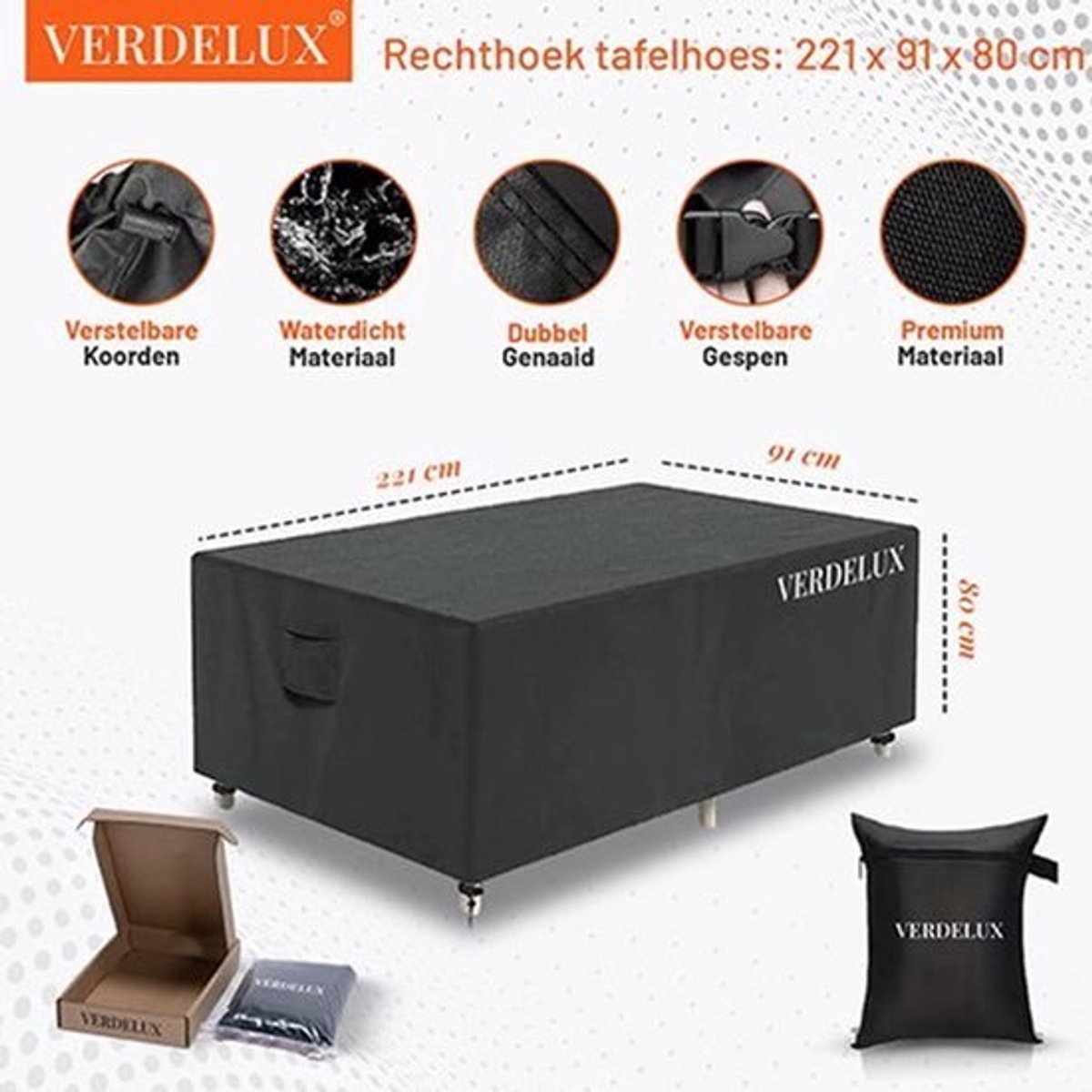 Tuinmeubelhoes Verdelux Zwart 91x221 cm