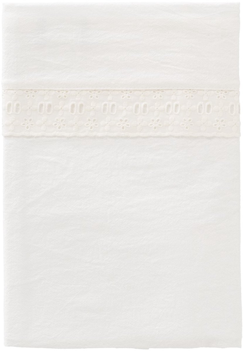 Cottonbaby - wieglaken - broderiekant - roomwit