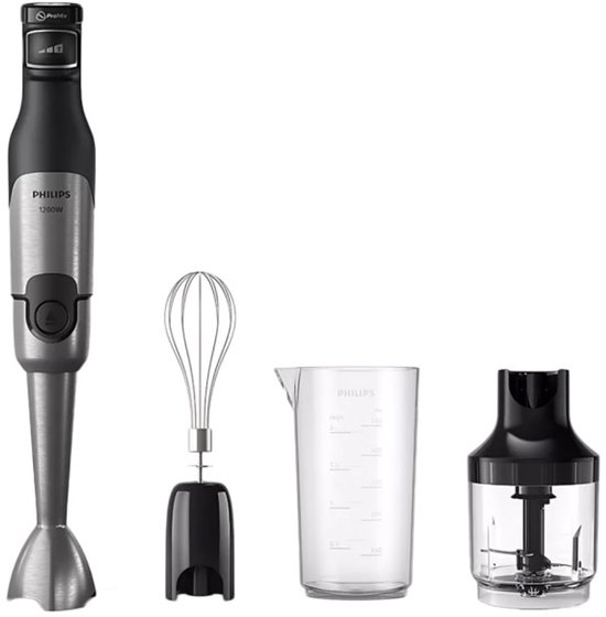 Philips Staafmixer 3-in-1 HR2683/00 - Incl Hakmolen, Maatbeker en Garde/Klopper - 1200 Watt – Regelbare Snelheid - RVS - Zwart