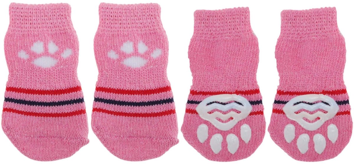 Dailygoods- Hondensokken Antislip - Pootbescherming - Set van 4 - Maat S - Voor Honden/Katten - Warm Polyester met Siliconen Zolen - Huisdier Sokken