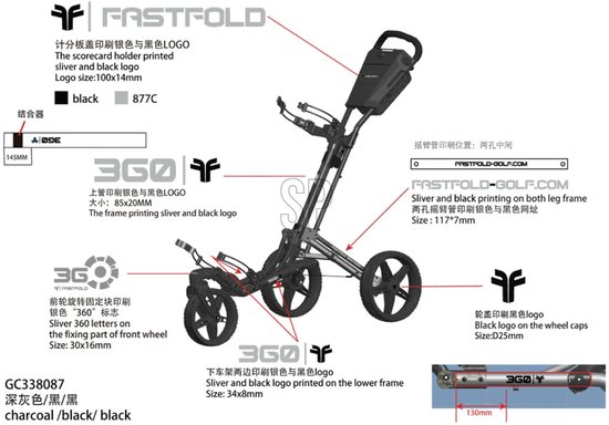 Fastfold 360 Golftrolley Mat Zwart van Merkloos — afbeelding 3