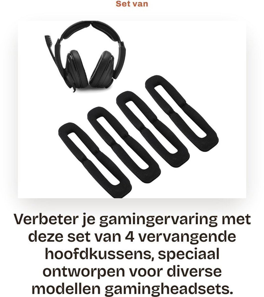 Dailygoods - Set van 4 Hoofdkussens - Vervangende Hoofdkussens - Zacht Schuim voor Gamingheadset - Comfortabel en Ademend - Geschikt voor GSP300 GSP30...