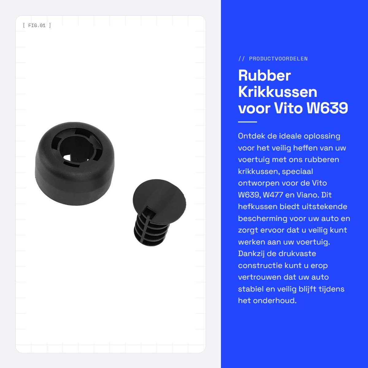 Dailygoods - Rubber Krikkussen voor Vito W639 W477 Viano - Drukvast en Beschermend - Hefkussenadapter - Vervanging - Geschikt voor Auto's - 2 Stuks