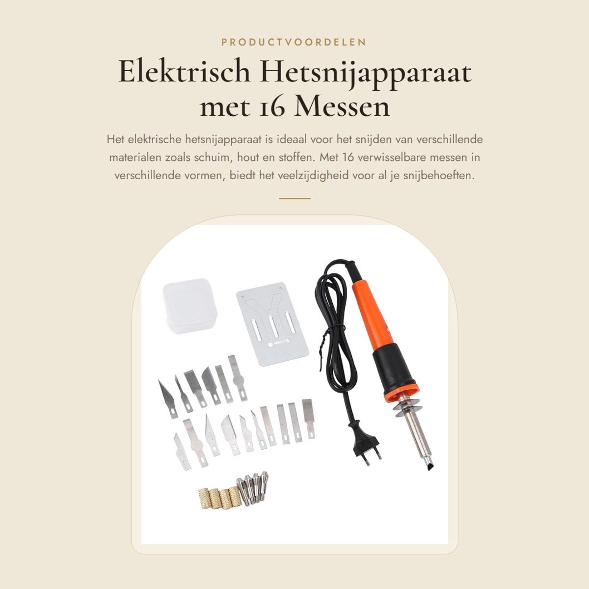 Dailygoods - Elektrisch Hetsnijapparaat met 16 Messen en Standaard