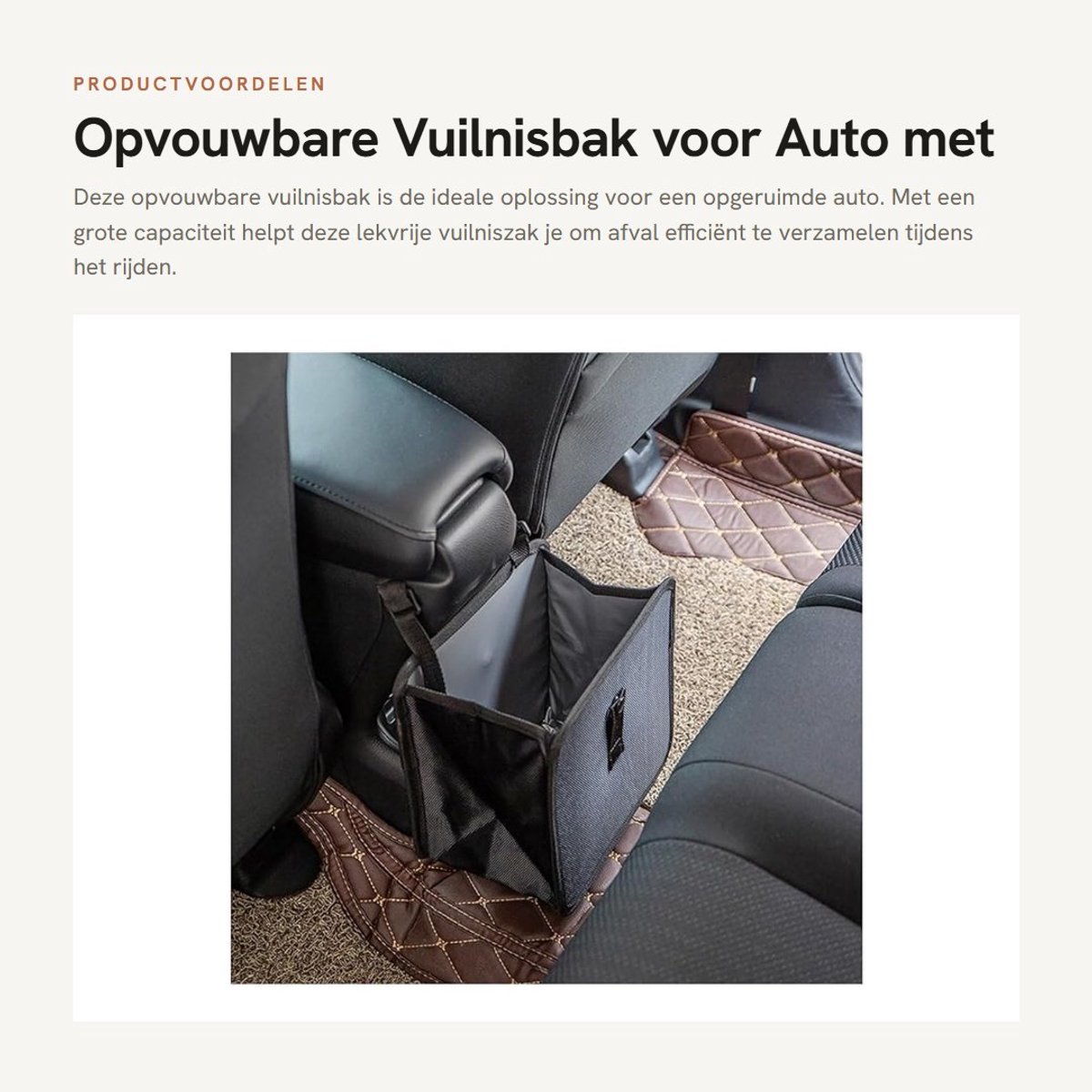 Dailygoods- Vuilnisbak opvouwbaar - Waterdicht - Lekvrij - Auto-accessoires - Grote capaciteit - 22 x 14,5 x 22 cm - Afvalbak