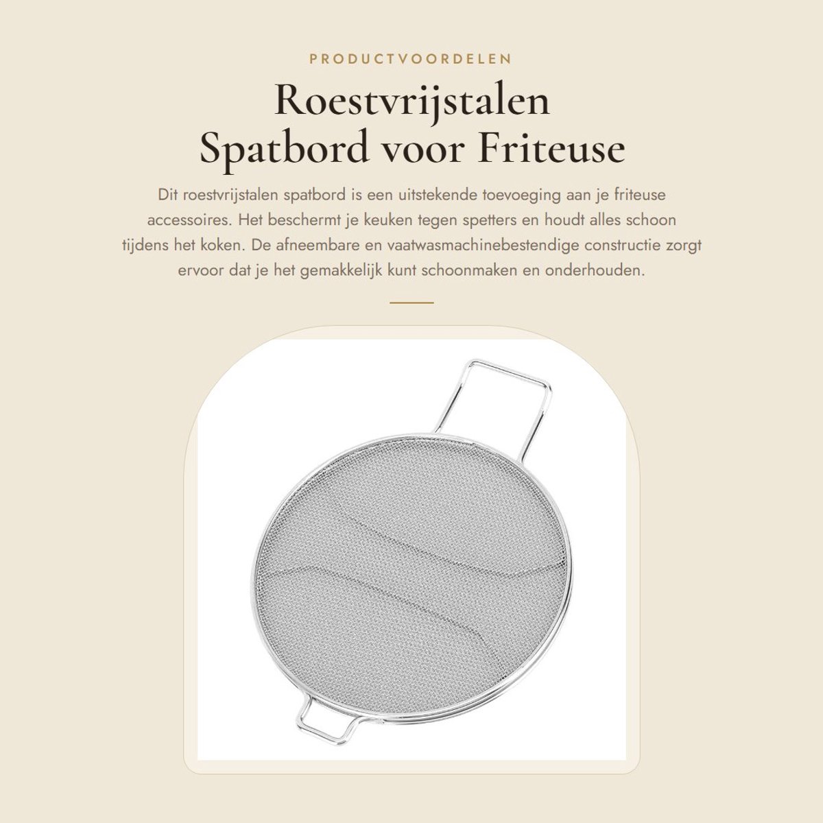 Dailygoods - Roestvrijstalen Spatbord voor Friteuse Accessoires