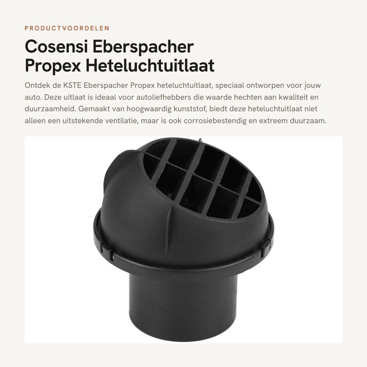 Dailygoods- Heteluchtuitlaat 60 mm - Kunststof - Corrosiebestendig - Draaibaar - Geschikt voor Eberspacher/Webasto - 100% nieuw - Luchtuitlaat