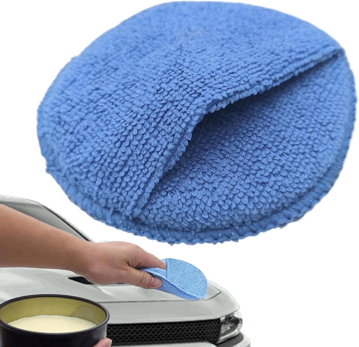 Onderhoudsapplicator Pads - Detailing Schuim - Auto Polijsten - Vormvast Wasbaar - 12.5 cm - Blauw Grijs