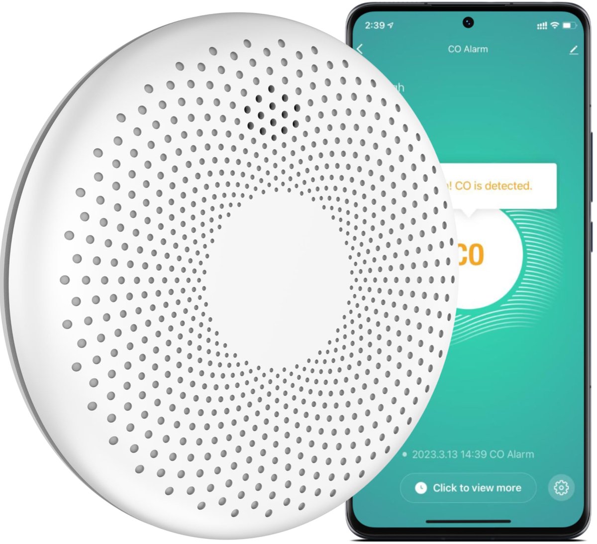 SnelShoppen - Aroha Smart Connect Slimme WiFi Combimelder met 10 Jaar Batterij - App Tuya & Smartlife, Rook- en Koolmonoxide Detector voor Thuis, Keuk