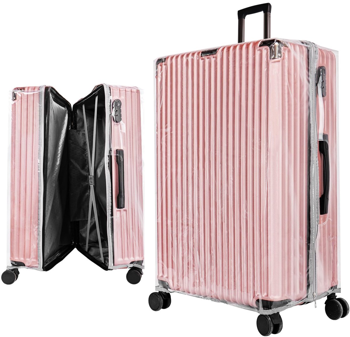 SnelShoppen - 28 Inch Kofferhoes met Ritssluiting - Transparante PVC Waterdichte Beschermhoes voor Reiskoffers - Hyaline 71 cm - Perfect voor Vakantie