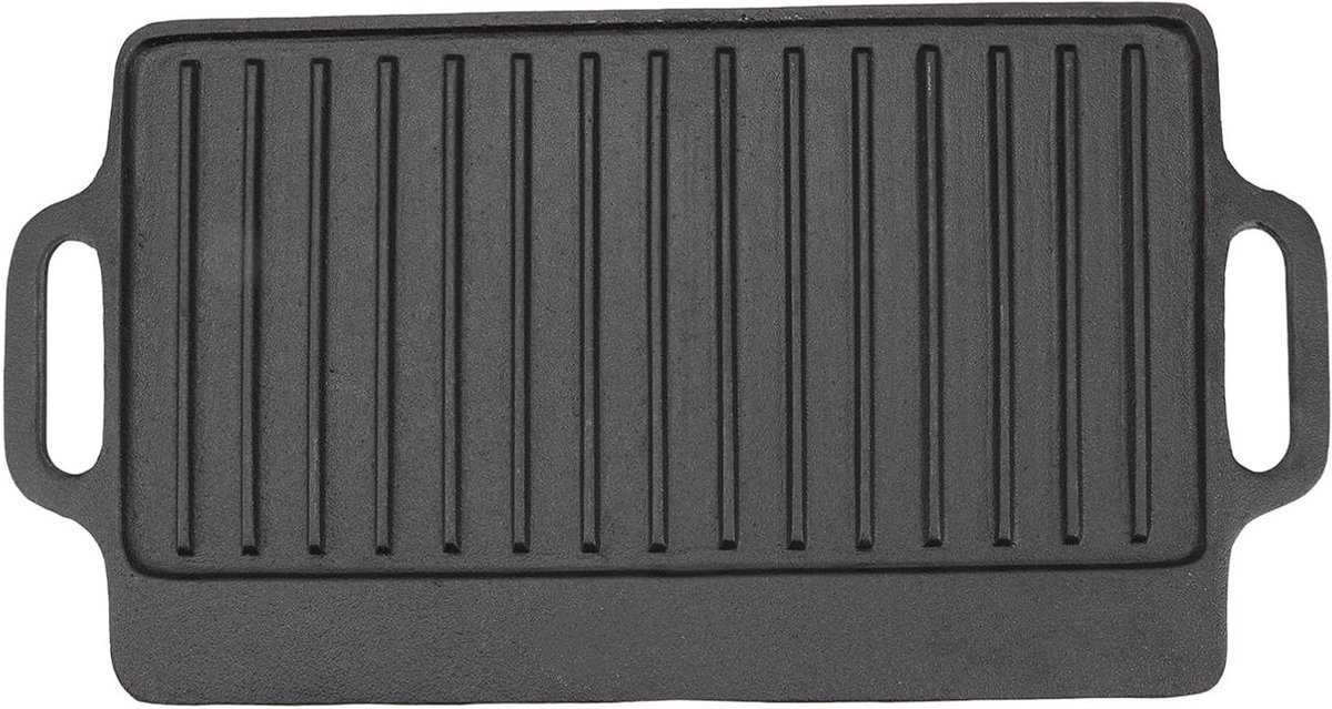 Gietijzeren Grillplaat - Bakplaat Teppanyaki - Binnen Koken - Uniforme Verwarming - 40x20CM - Zwart