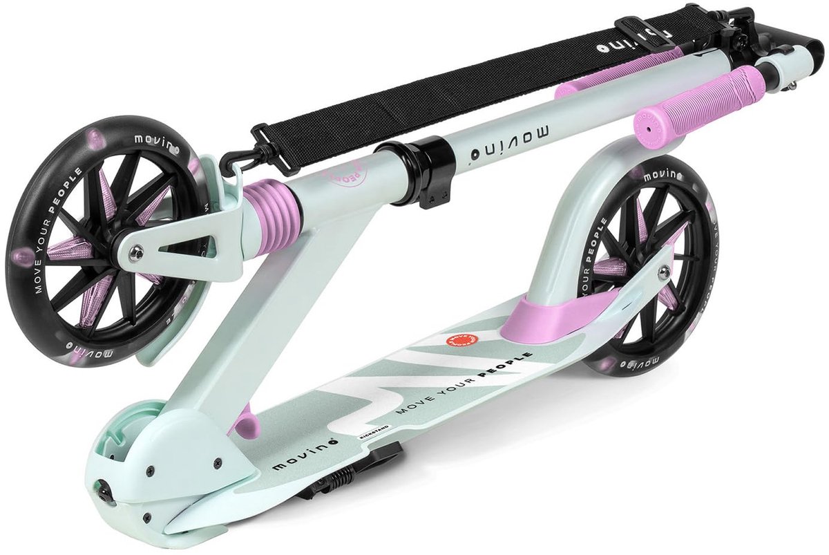 SnelShoppen - Vouwbare Stedelijke Step voor Kinderen en Volwassenen - Grote LED Wielen 180 mm - Verstelbaar Stuur - Tot 100 kg - City Light Munt-Roze