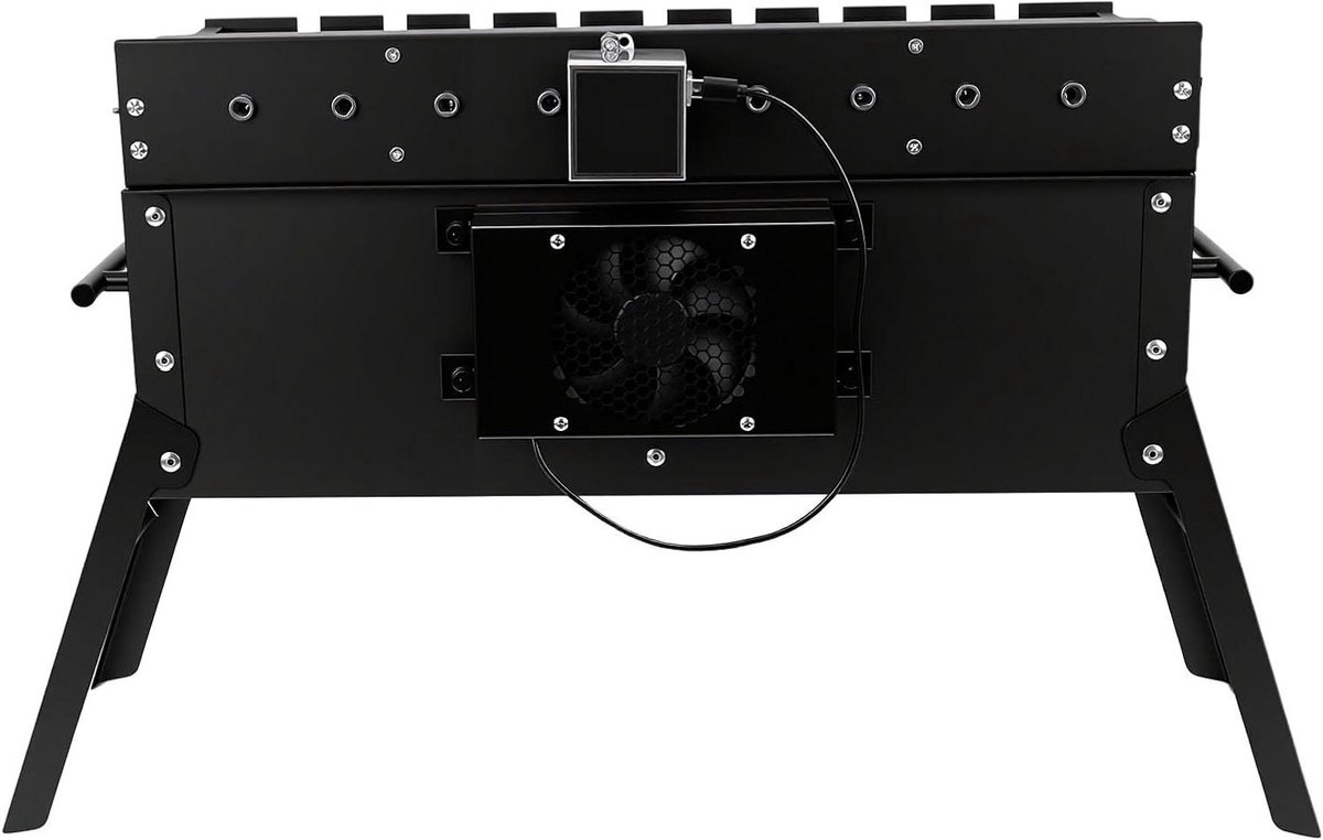 Draaibare Barbecue Grill - Houtskool BBQ - Buiten Koken - Automatische Rotatie - 55 x 29 x 25.5 cm - Zilver
