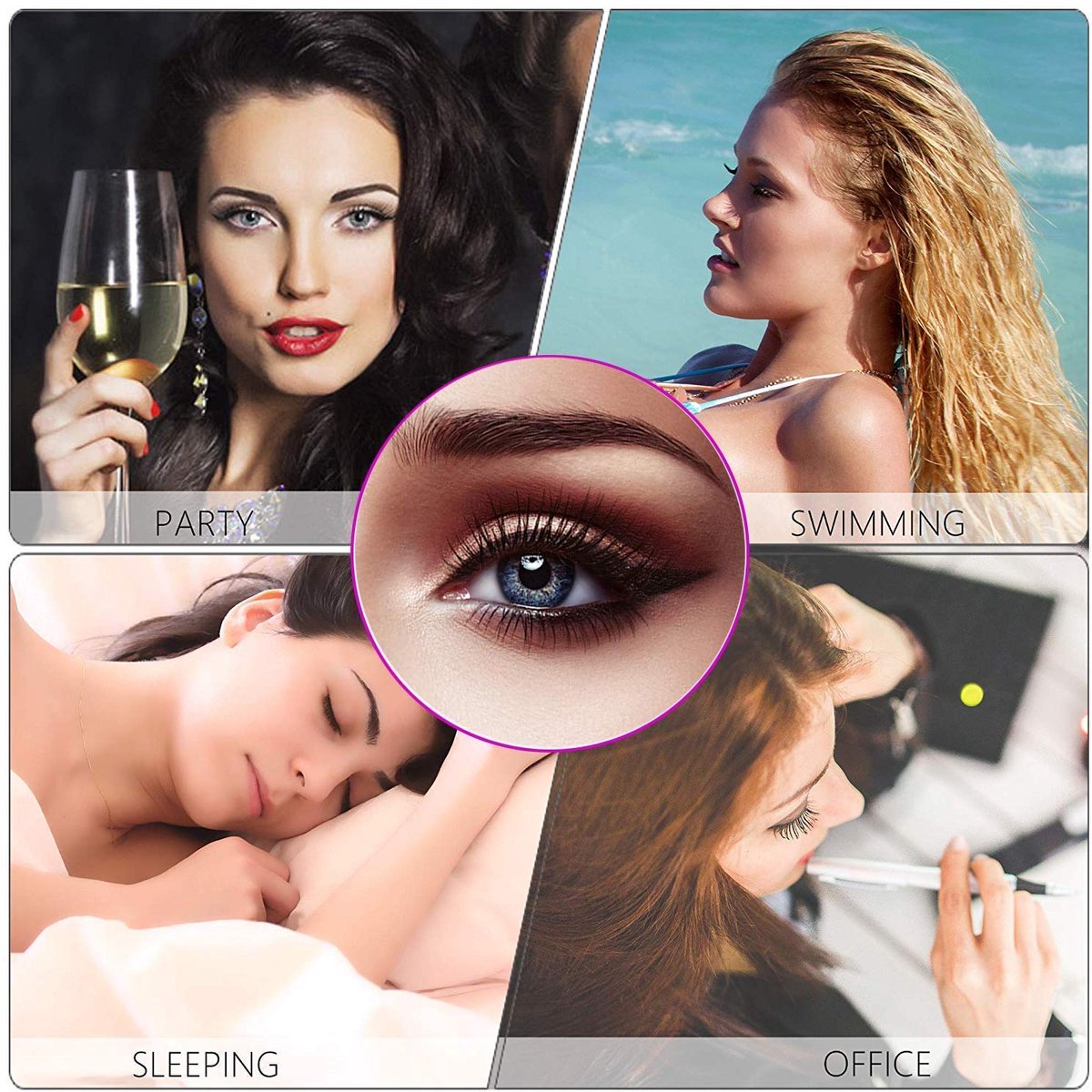 SnelShoppen - TwoWin Wimperverlengingsset - Complete Make-up Trainen Set met Wimperkussen, Borstel, Verlengring, Pincet, Band en Valse Wimperaccessoir