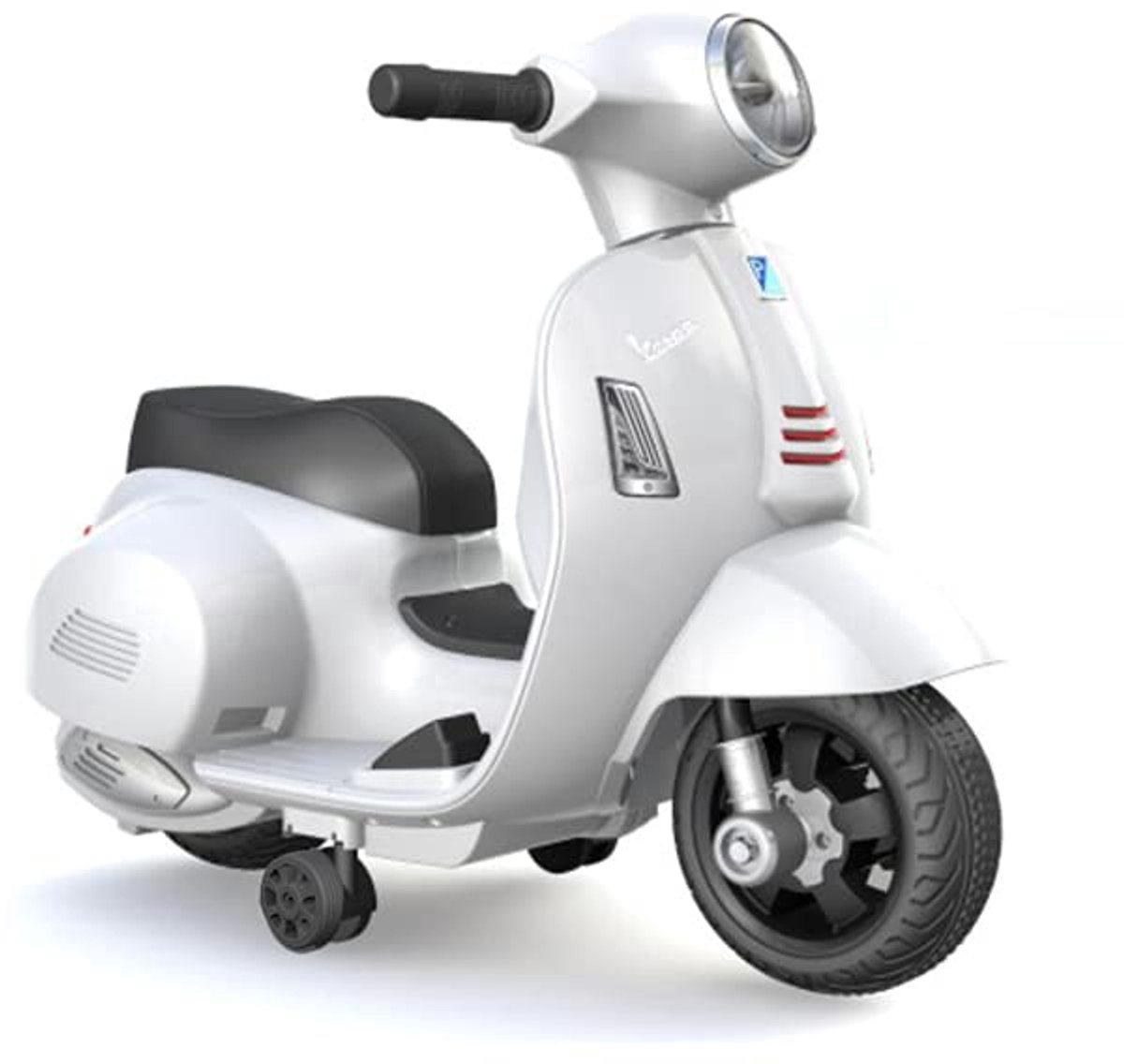 SnelShoppen - Elektrische Scooter Drager - Vespa Gts - Wit - Max 25 kg - Oplaadbare Batterijen - Voor Kinderen vanaf 24 maanden - Klaar om te Rijden
