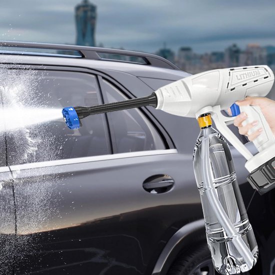 Draadloze Hogedrukreiniger - Elektrische Autowasmachine - Buitenruimte Schoonmaken - Veelzijdige Waterbron - 12000 mAh Batterij - Zwart — afbeelding 2