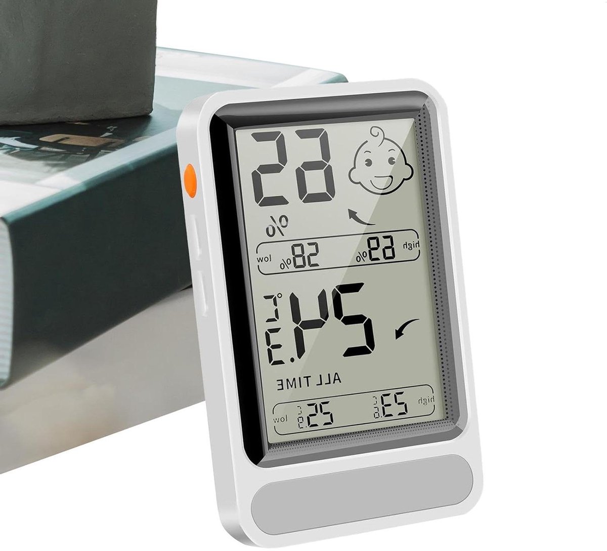 Binnentemperatuurmonitor - Vochtigheidsmeter Hygrometer - Klimaat Bewaken - Groot Digitaal Display - 10 x 6 x 2 cm - Wit