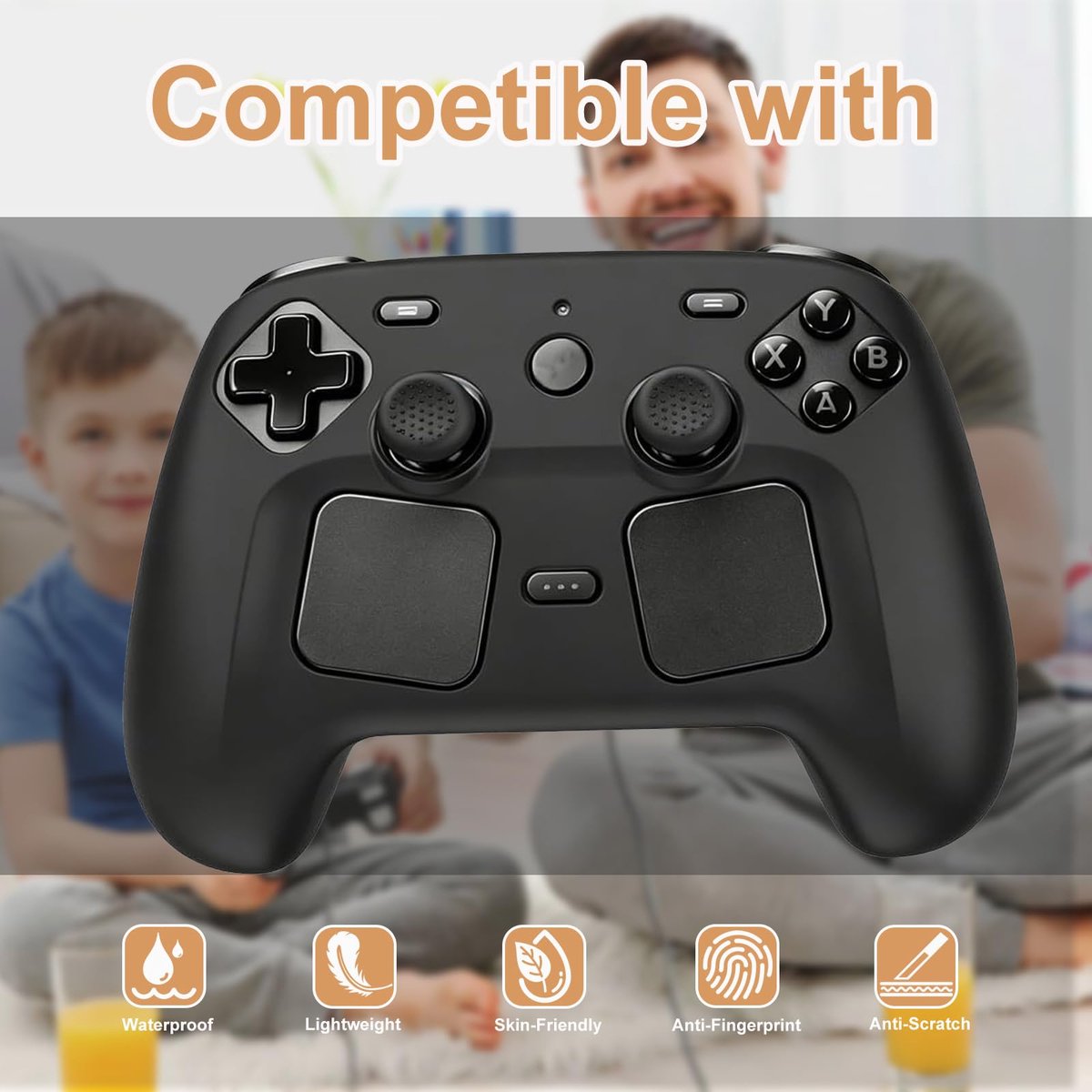 SnelShoppen - Gaming-controller-beschermhoes voor Steam Controller 2026/2 met 4 joystick-greepdoppen - Licht, zacht, TPU, krasbestendig, valbestendig,