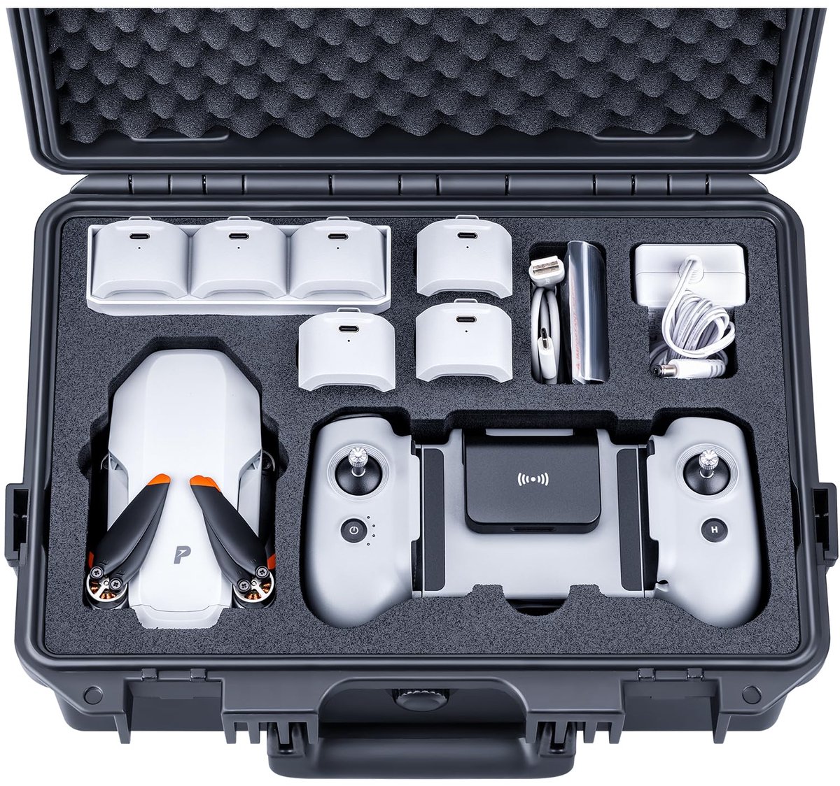 SnelShoppen - Waterdichte HardCase Koffer Tas voor Potensic Atom Drones - Ondersteuning voor 7 Batterijen - Ideaal voor Reizen en Buitenactiviteiten