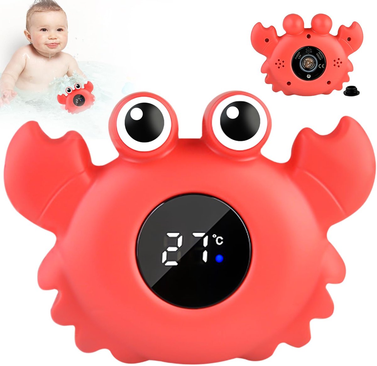 SnelShoppen - Digitale Thermometer voor Babybadjes - LED-Waarschuwingslampje - Temperatuurwaarschuwing - Veilig Badplezier voor Kinderen - Badthermome