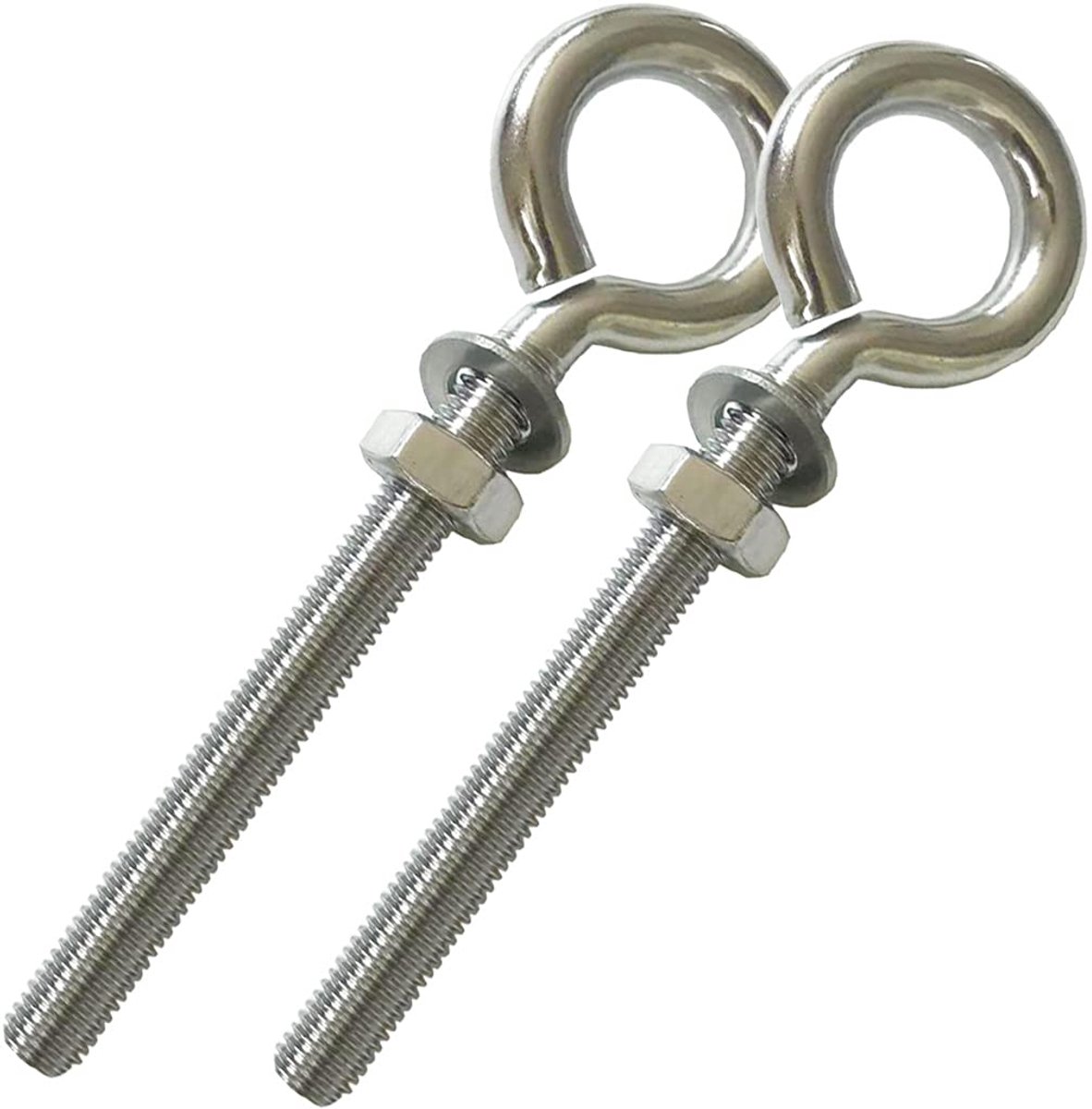 SnelShoppen - AIVOOF Hangmathaken 2 stuks M10 Roestvrij Staal - Zware Schroefogen met Ring en Moeren voor Yoga, Hangmat, Schommelstoel - Voor Binnen e