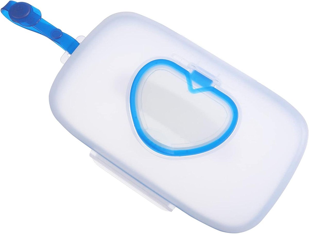 Draagbare Doekjeshouder - Tissues Dispenser - Onderweg Hygiëne - Met Knopontwerp - 22 x 13.5 x 3 cm - Blauw