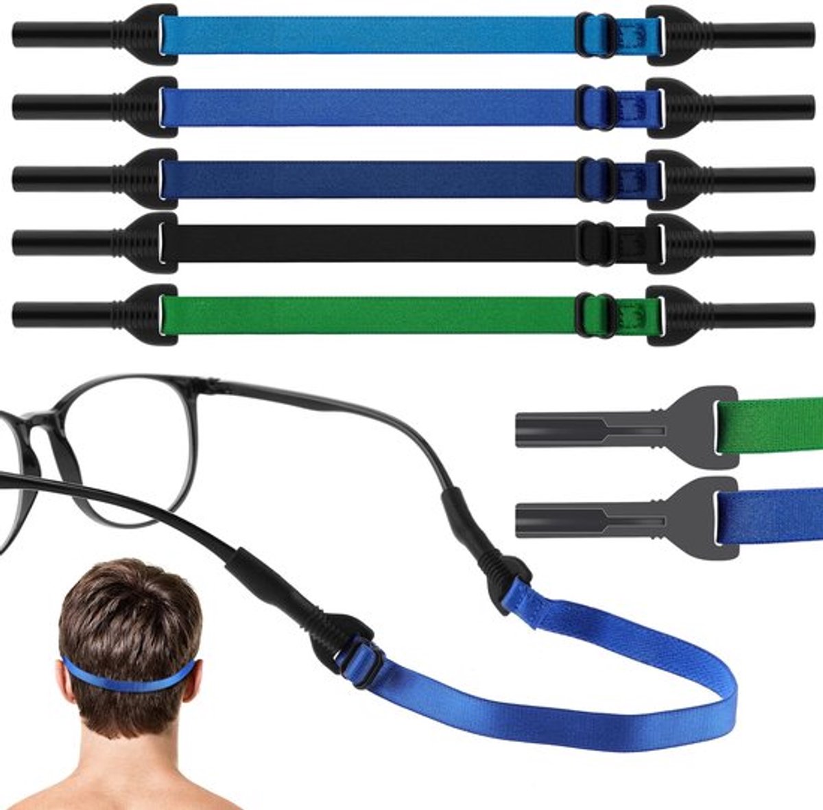 Brillenband - Antislip - Comfortabel en Veilig - Zwart - Sport en Lezen - Verstelbaar - Geschikt voor Volwassenen - Zwart