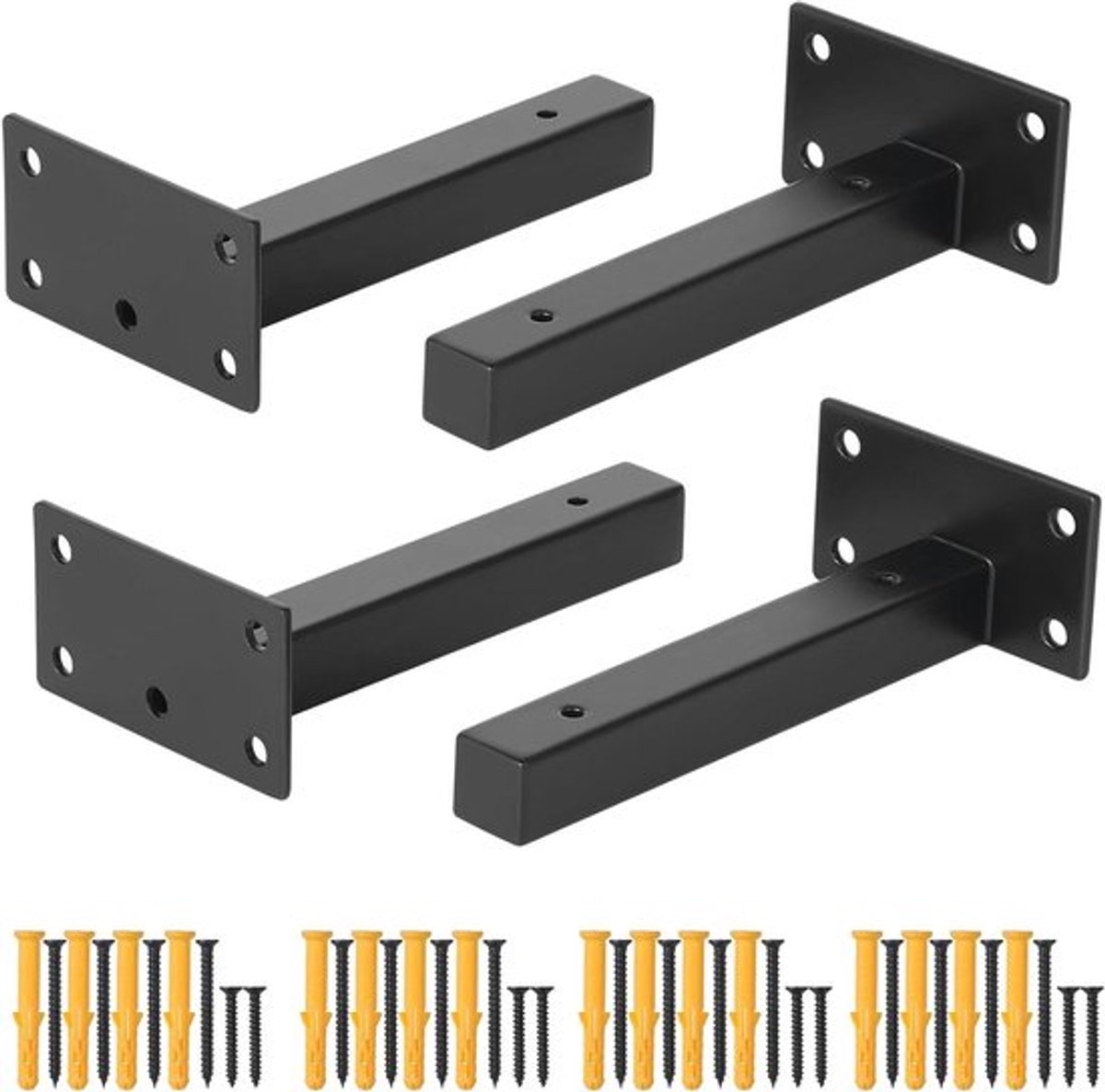 Zware plankbeugels, industriële metalen rekken steunen, zwart, 20 mm dikheid.