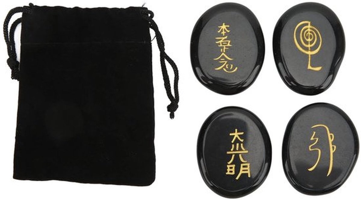 Reiki-symbolen 4 Stuks - Kristal Stenen - Meditatie Decor - Geschenken - Chakra Balanceren - Handgegraveerde Symbolen - Helende Stenen