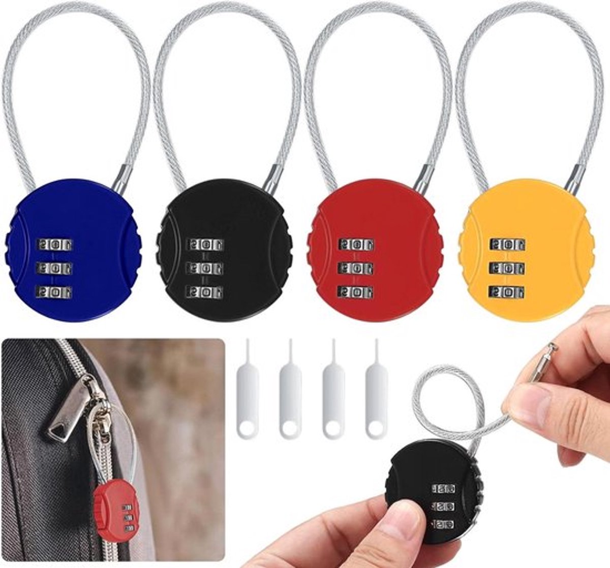 Set van 4 combinatiesloten voor koffers en kasten