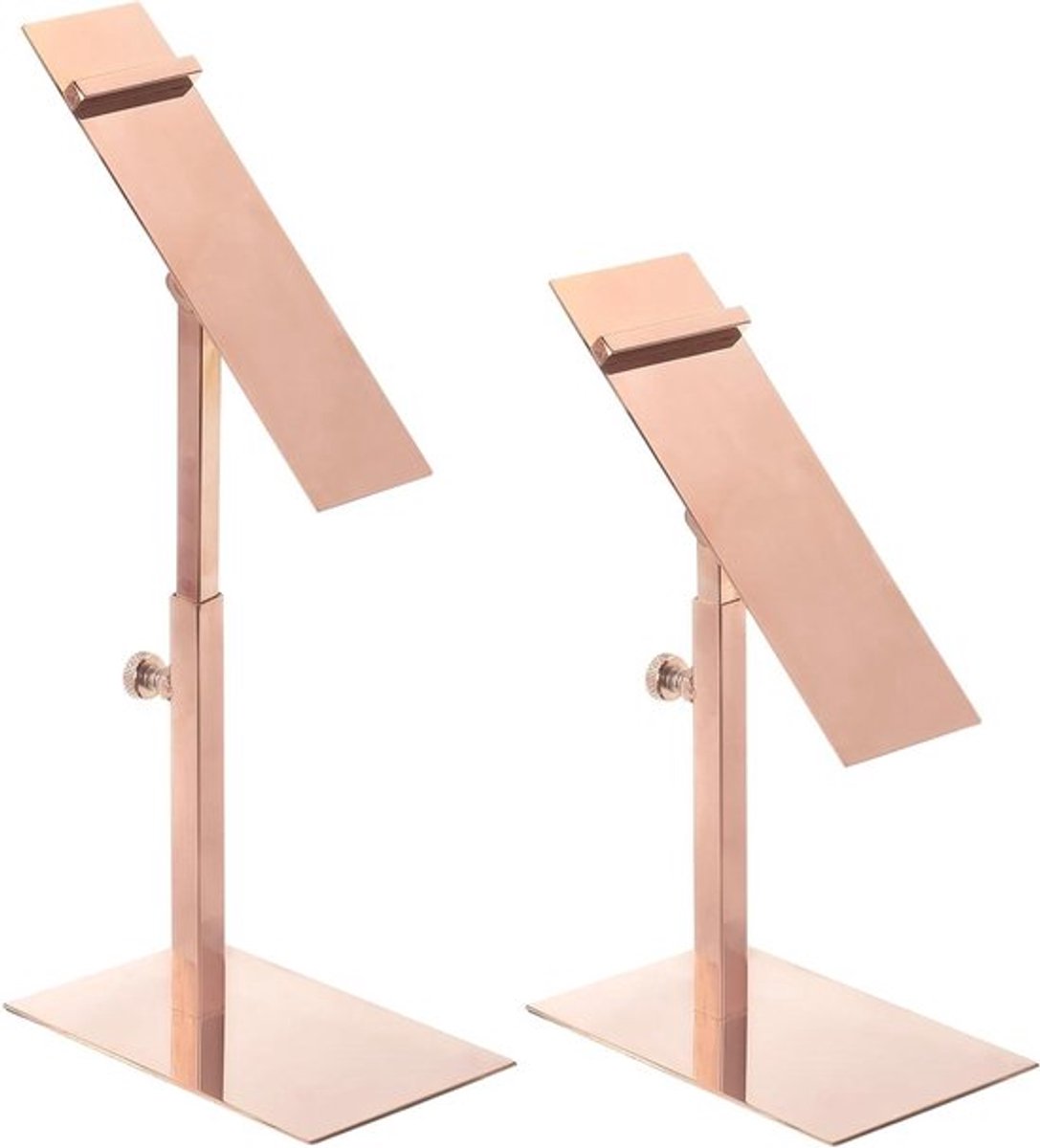 Schoenstandaard voor winkels en huishouden, verstelbare hoogte 14-18 cm, set van 2 - roségoud.