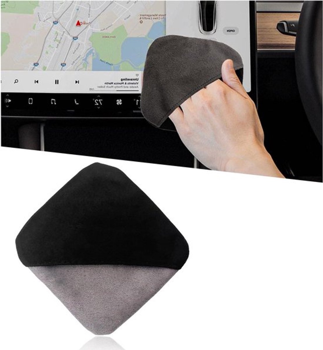 Microvezel reinigingsdoek voor autoschermen - Opvouwbaar en draagbaar - Vierkant doekje voor touchscreens